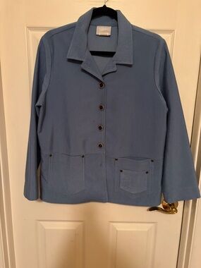 Blair Light Blue Ribbed Button-Front Jacket